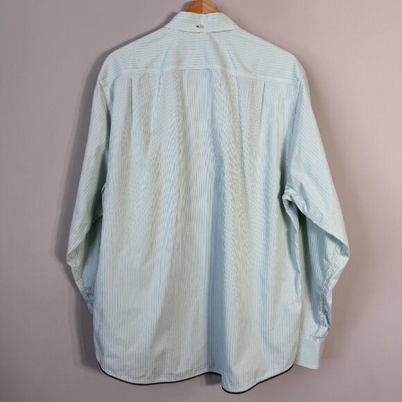 Tommy Bahama Jeans Striped Button Down Shirt Men's Large Blue Ivory Preppy Dad - Picture 10 of 14